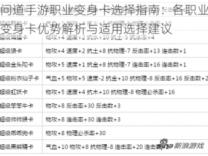 问道手游职业变身卡选择指南：各职业变身卡优势解析与适用选择建议