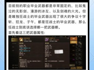 DNF狂战士巨剑与太刀之争：哪款武器更胜一筹？深入解析与实战体验