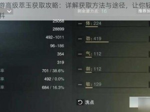 楚留香手游高级萃玉获取攻略：详解获取方法与途径，让你轻松拥有顶级装备材料