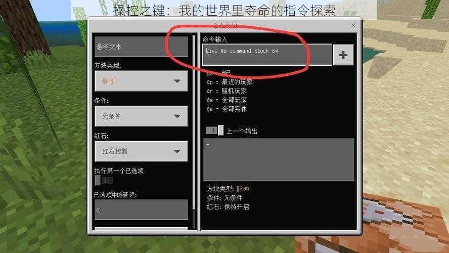 操控之键：我的世界里夺命的指令探索