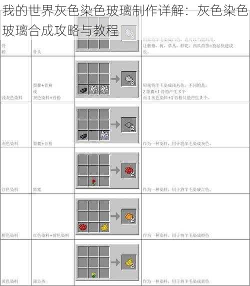 我的世界灰色染色玻璃制作详解：灰色染色玻璃合成攻略与教程