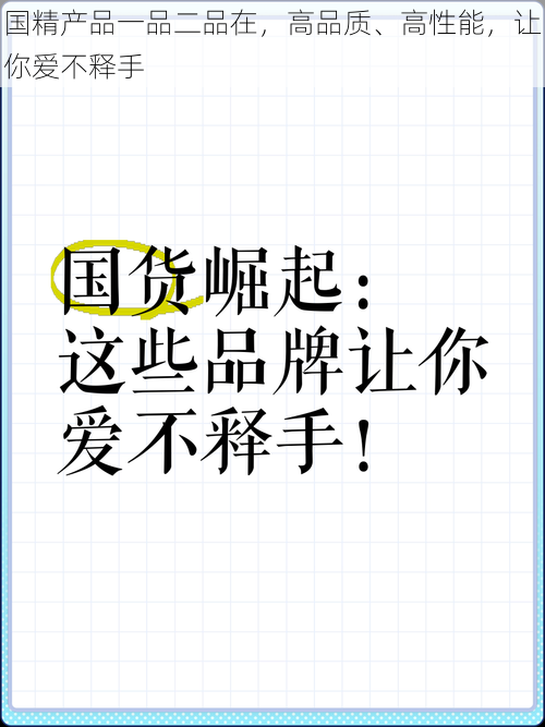 国精产品一品二品在，高品质、高性能，让你爱不释手