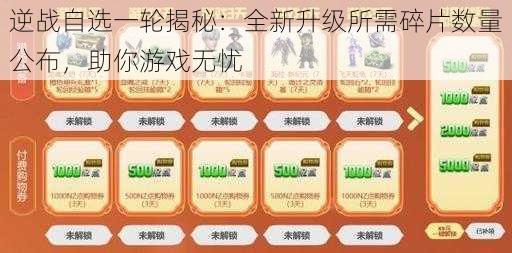 逆战自选一轮揭秘：全新升级所需碎片数量公布，助你游戏无忧