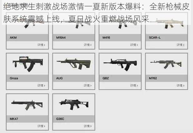 绝地求生刺激战场激情一夏新版本爆料：全新枪械皮肤系统震撼上线，夏日战火重燃战场风采