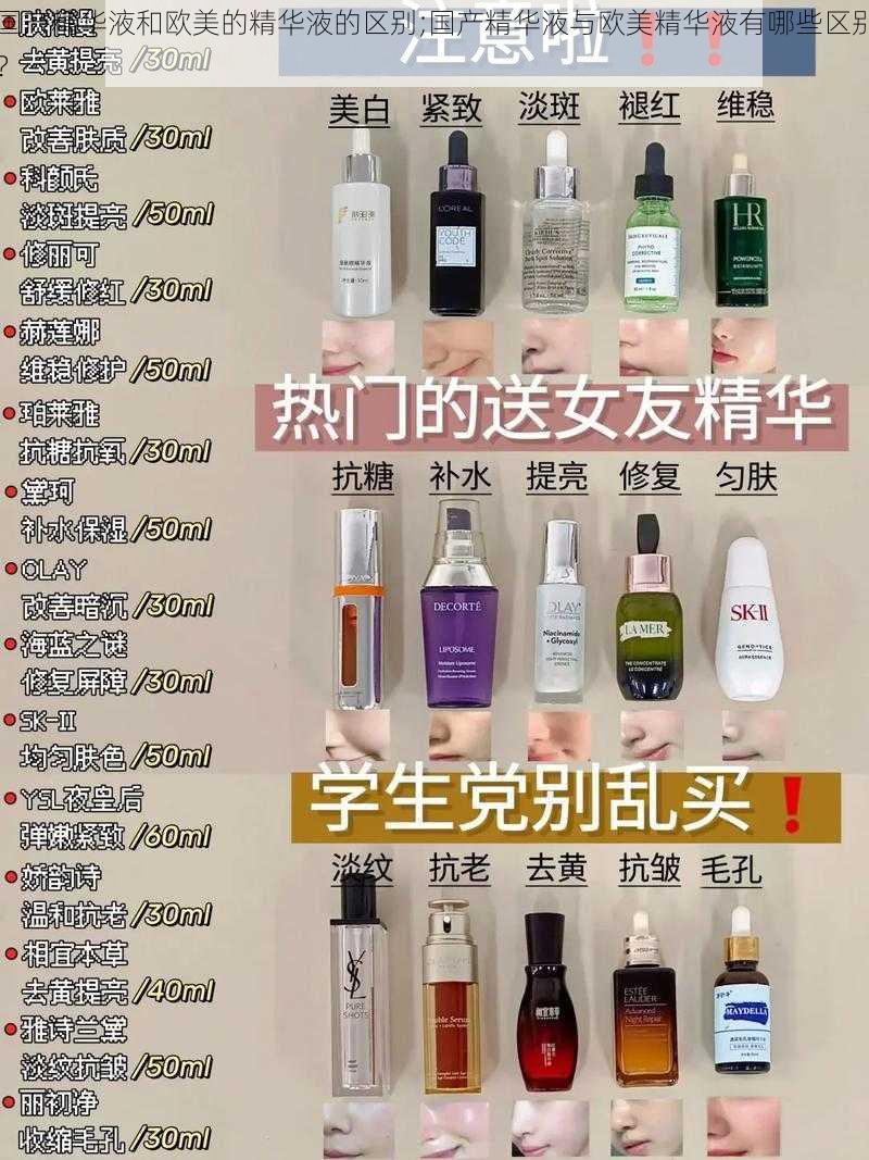 国产精华液和欧美的精华液的区别;国产精华液与欧美精华液有哪些区别？