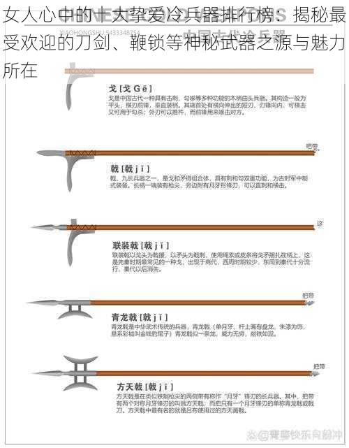 女人心中的十大挚爱冷兵器排行榜：揭秘最受欢迎的刀剑、鞭锁等神秘武器之源与魅力所在