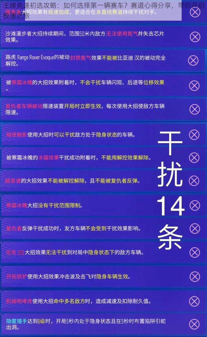 王牌竞速初选攻略：如何选择第一辆赛车？赛道心得分享，带你开启极速之旅