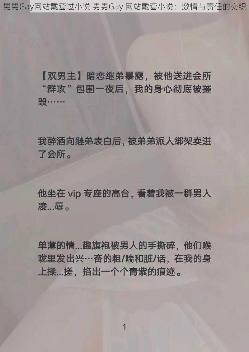 男男Gay网站戴套过小说 男男Gay 网站戴套小说：激情与责任的交织