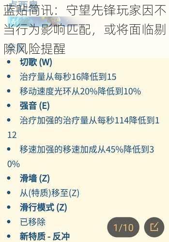 蓝贴简讯：守望先锋玩家因不当行为影响匹配，或将面临剔除风险提醒