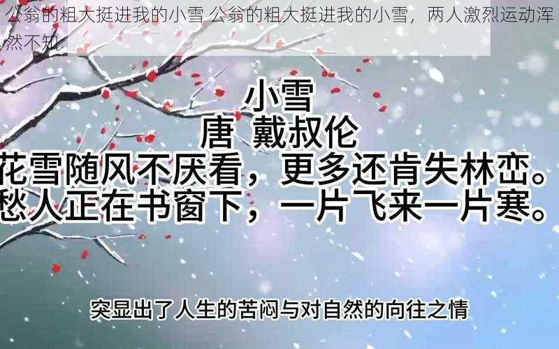 公翁的粗大挺进我的小雪 公翁的粗大挺进我的小雪，两人激烈运动浑然不知